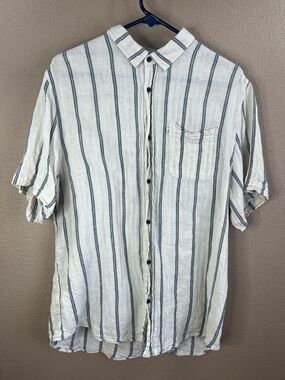 Katin White Button-Down Shirt with Blue Vertical Stripes